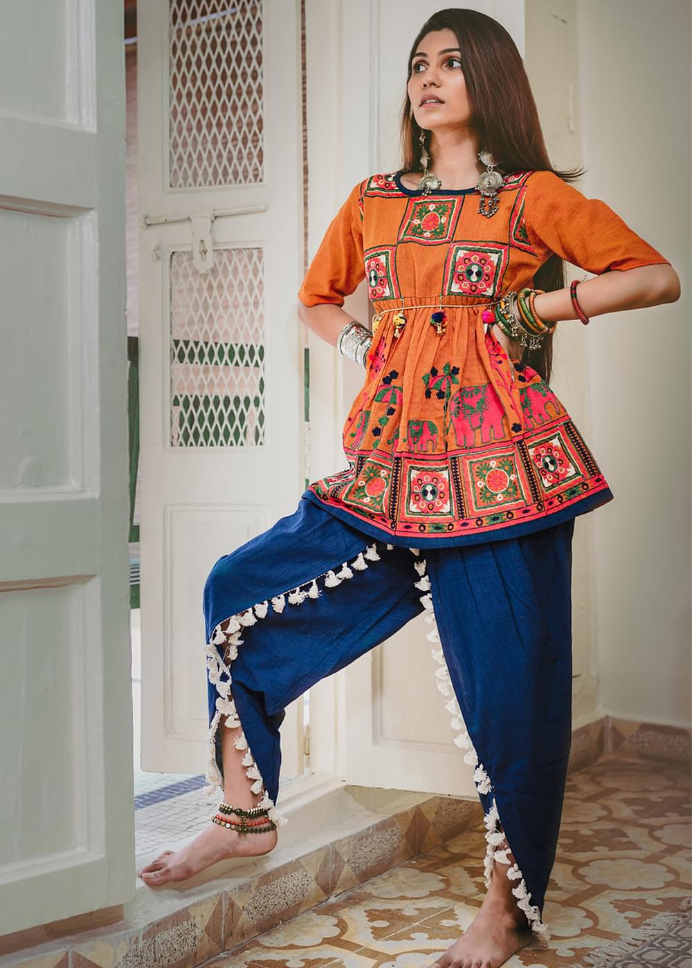 Straight Georgette New Designer Party Wear Look Top and Dhoti Salwar and  Dupatta, Stitched, Multi at Rs 1125 in Surat